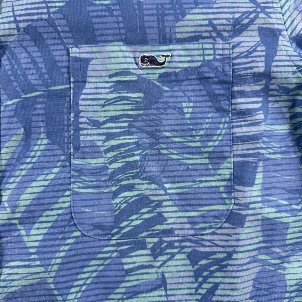 Vineyard Vine Classic Fit Hawaiian Camp Shirt Men's XL Blue Palms Short Sleeve - Picture 4 of 6